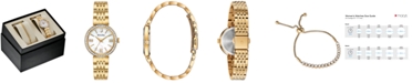 Bulova Women's Gold-Tone Stainless Steel Bracelet Watch 33mm Gift Set